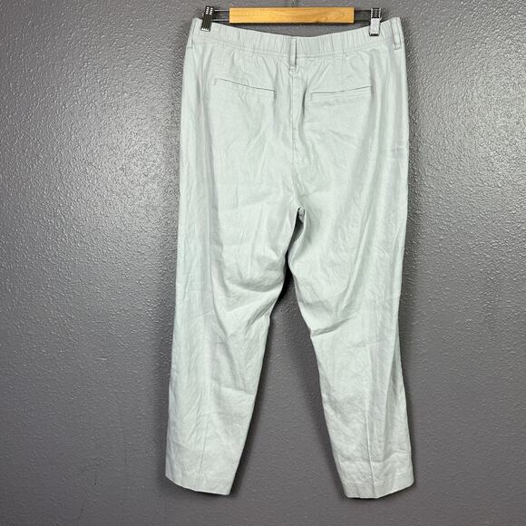 J. Jill Linen Stretch Pants Size Medium Pull On Gray Elastic Waist Straight Leg - Picture 2 of 7
